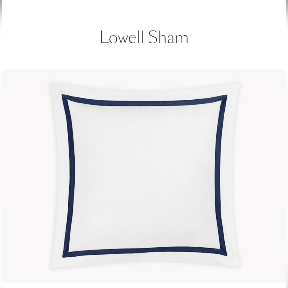MATOUK Lowell EURO SHAM navy White Egyptian Cotton 27x27